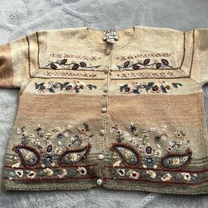 Vintage Heirloom Collectibles Hand Embroidered Sweater L